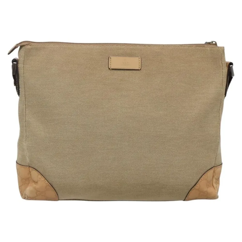 GUCCI Guccissima Shoulder Bag Canvas Beige Silver - Picture 2 of 12